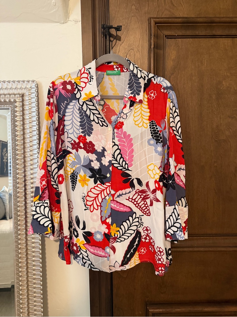 Colorful Floral Button-Front Top by Bennetton